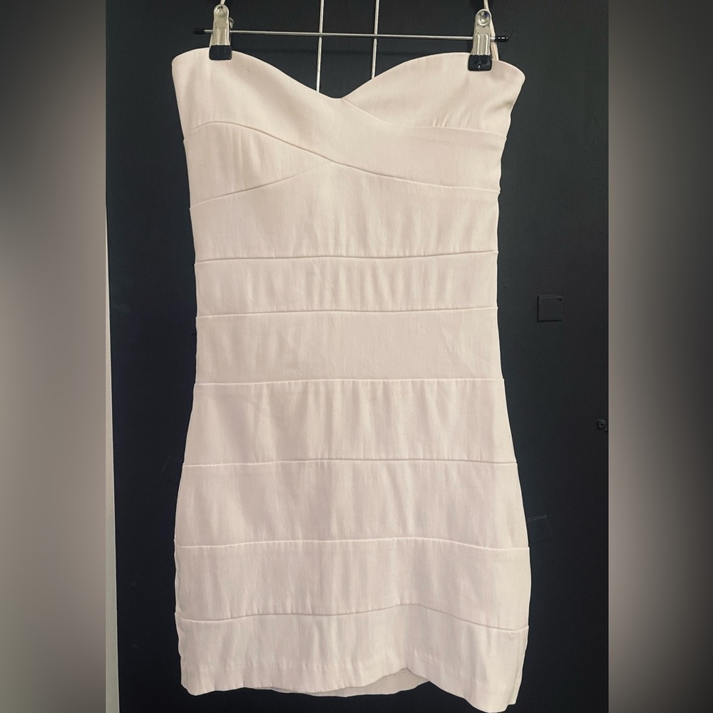 Windsor white strapless fitted dress